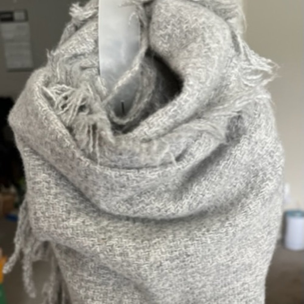 Solid Gray Scarf with Fringe - NWT